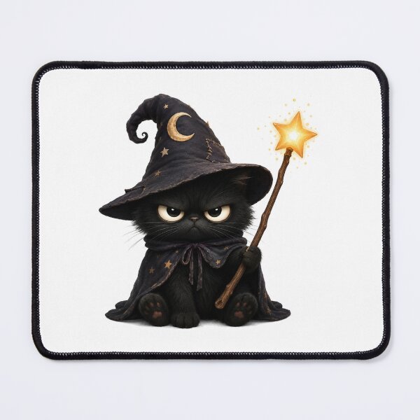 Item preview, Grumpy Warlock Kitten with Magic Wand designed and sold by BeautifulVibe.