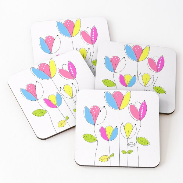 Item preview, Pink, Blue, And Yellow Floral Line Art Designs designed and sold by DEC02.