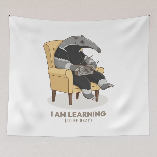 Item preview, Cozy Anteater Listening to Radio Retro Aesthetic designed and sold by Cozy Vintage Animal.