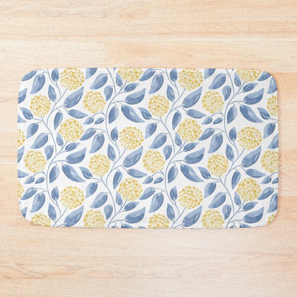 Item preview, Sunwashed Mediterranean Floral Vines - Blue and Yellow Watercolour Pattern designed and sold by SaltyCoveStudio.