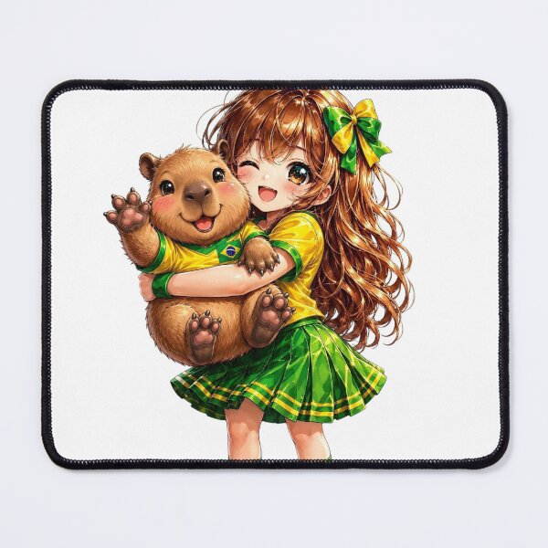Item preview, Cute Anime Girl Hugging a Baby Capybara | Brazil Style designed and sold by RandomAishop.