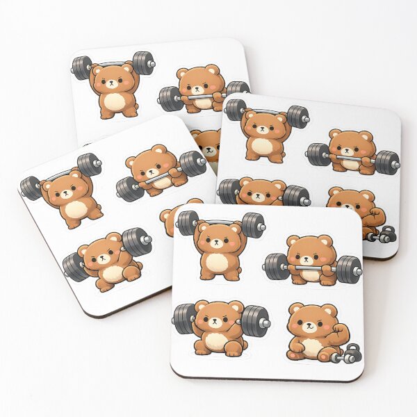 Item preview, Cute Kawaii Gym Bear Sticker Pack Weightlifting designed and sold by Digistore1221.