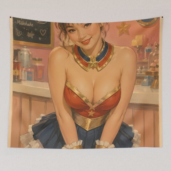 Item preview, Cosmic Cafe Heroine – Retro Anime Maid Pinup Vintage Style designed and sold by Cosplayvintage.