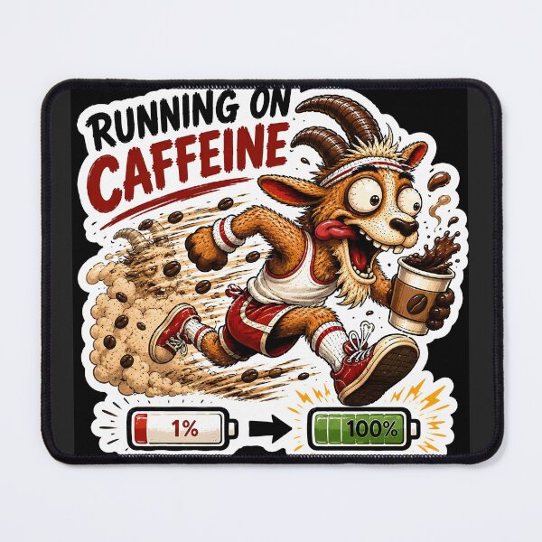 Item preview, Funny Running on Caffeine Coffee Goat designed and sold by Easternpantry.