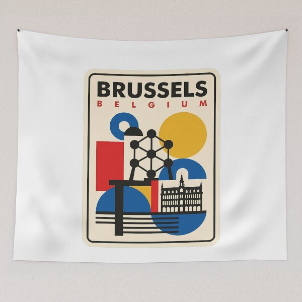 Item preview, Brussels Belgium Retro Geometric Cityscape Atomium designed and sold by k3rstman1.