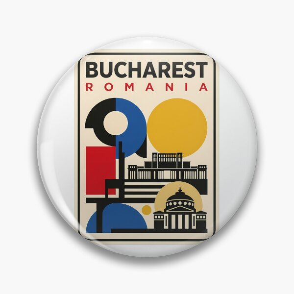 Item preview, Bucharest Romania Retro Minimalist Travel Geometric Landmarks designed and sold by k3rstman1.
