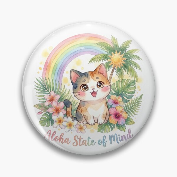 Item preview, Aloha State of Mind – Tropical Hawaiian Calico Cat Sticker designed and sold by LaniDigitalNook.