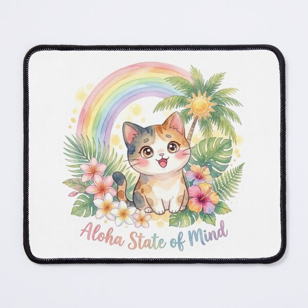 Item preview, Aloha State of Mind – Tropical Hawaiian Calico Cat Sticker designed and sold by LaniDigitalNook.