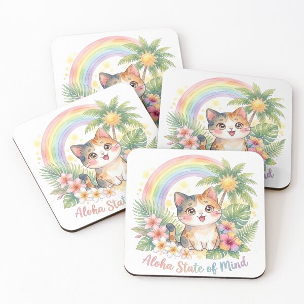 Item preview, Aloha State of Mind – Tropical Hawaiian Calico Cat Sticker designed and sold by LaniDigitalNook.