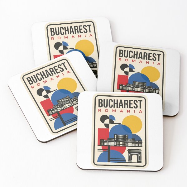 Item preview, Retro Bucharest Romania Bauhaus Geometric Cityscape designed and sold by k3rstman1.