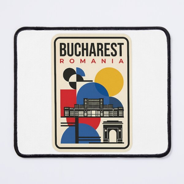 Item preview, Retro Bucharest Romania Bauhaus Geometric Cityscape designed and sold by k3rstman1.