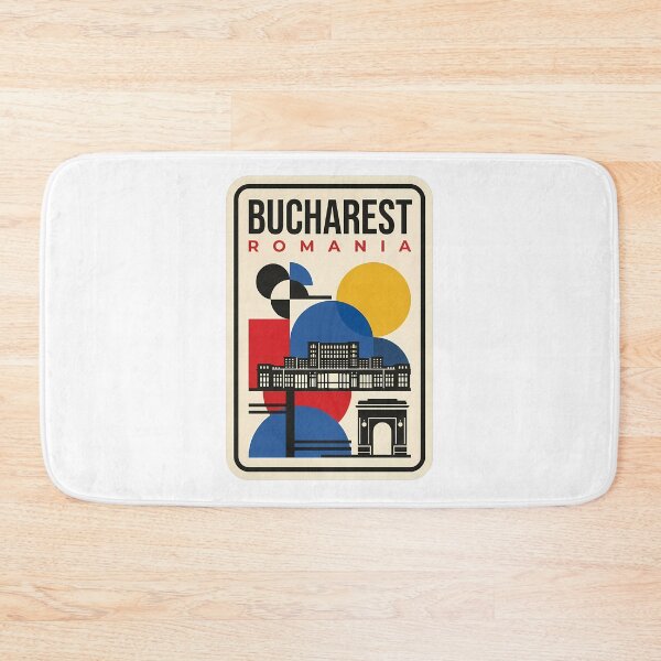 Item preview, Retro Bucharest Romania Bauhaus Geometric Cityscape designed and sold by k3rstman1.