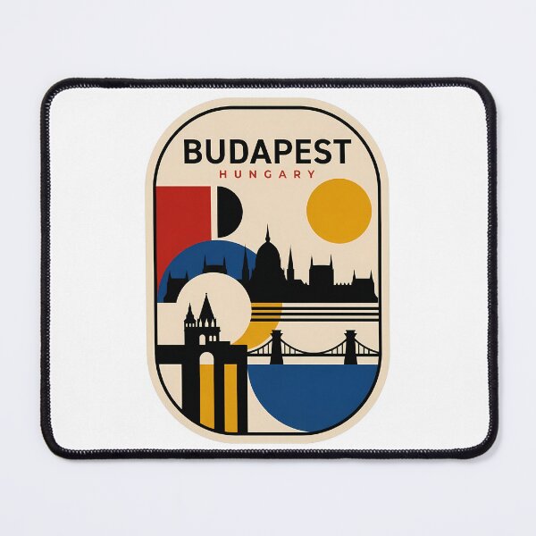 Item preview, Vintage Budapest Hungary Bauhaus Geometric Skyline designed and sold by k3rstman1.