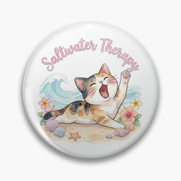 Item preview, Saltwater Therapy – Relaxing Beach Cat Sticker designed and sold by LaniDigitalNook.