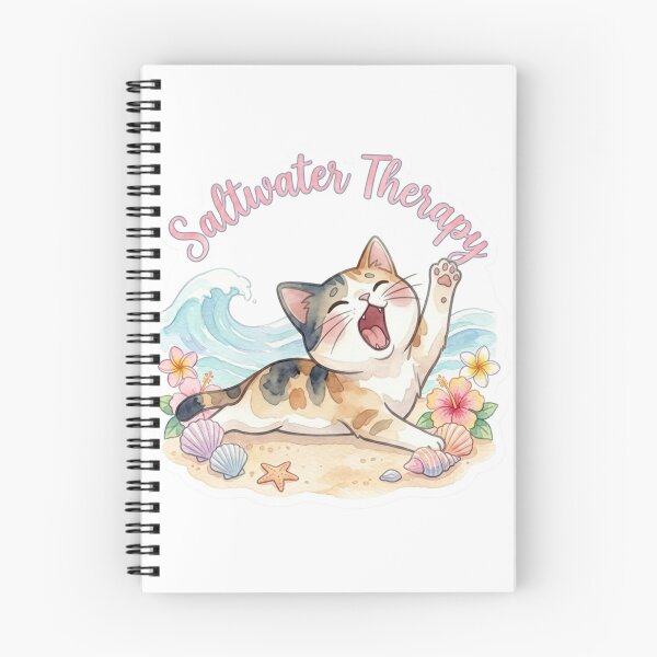Item preview, Saltwater Therapy – Relaxing Beach Cat Sticker designed and sold by LaniDigitalNook.