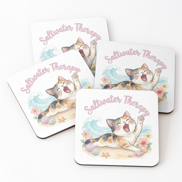 Item preview, Saltwater Therapy – Relaxing Beach Cat Sticker designed and sold by LaniDigitalNook.