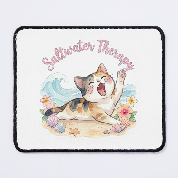 Item preview, Saltwater Therapy – Relaxing Beach Cat Sticker designed and sold by LaniDigitalNook.