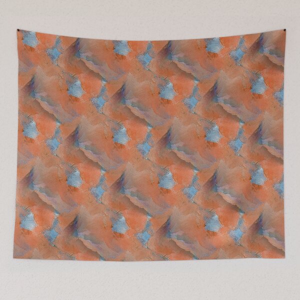 Item preview, Painterly Abstract Flowers in Orange and Blue designed and sold by Artistestella.
