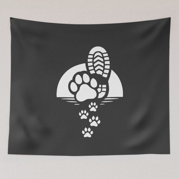 Item preview, White Hiking Boot Paw Print Trail designed and sold by Corvoria.