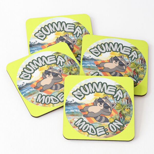 Item preview, Summer Mode: ON – Cute Relaxing Raccoon Cartoon designed and sold by MyMerryMary.