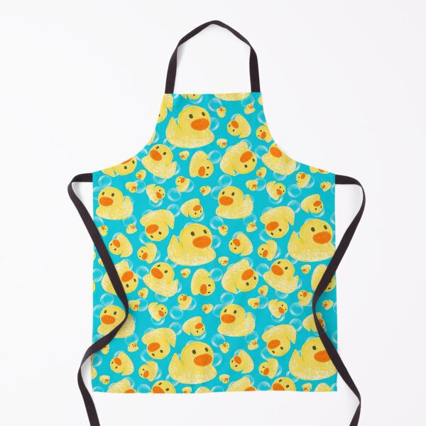 Item preview, Rubber Duck Bath Pattern with Bubbles | Blue Bathroom Duck Design designed and sold by HaileesHollow.