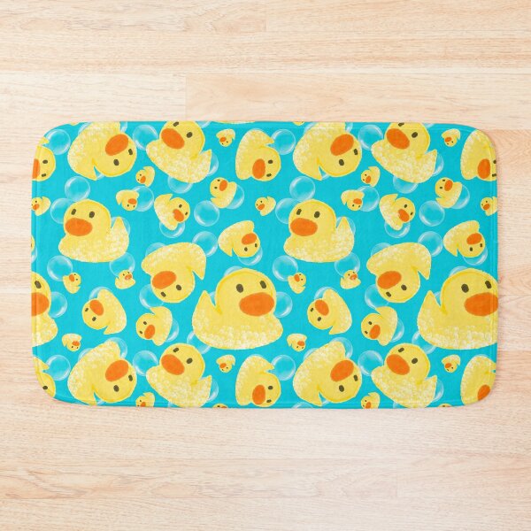Item preview, Rubber Duck Bath Pattern with Bubbles | Blue Bathroom Duck Design designed and sold by HaileesHollow.