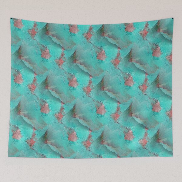 Item preview, Painterly Abstract Flowers in Aqua and Brown designed and sold by Artistestella.