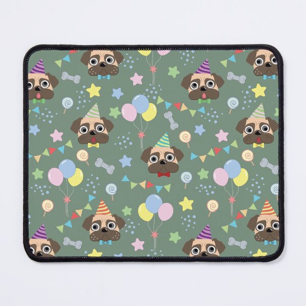 Item preview, Hand drawn cute pug dog birthday party seamless pattern background designed and sold by SommerWhispers.