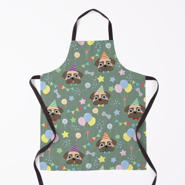 Item preview, Hand drawn cute pug dog birthday party seamless pattern background designed and sold by SommerWhispers.