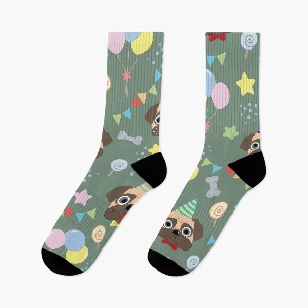 Item preview, Hand drawn cute pug dog birthday party seamless pattern background designed and sold by SommerWhispers.