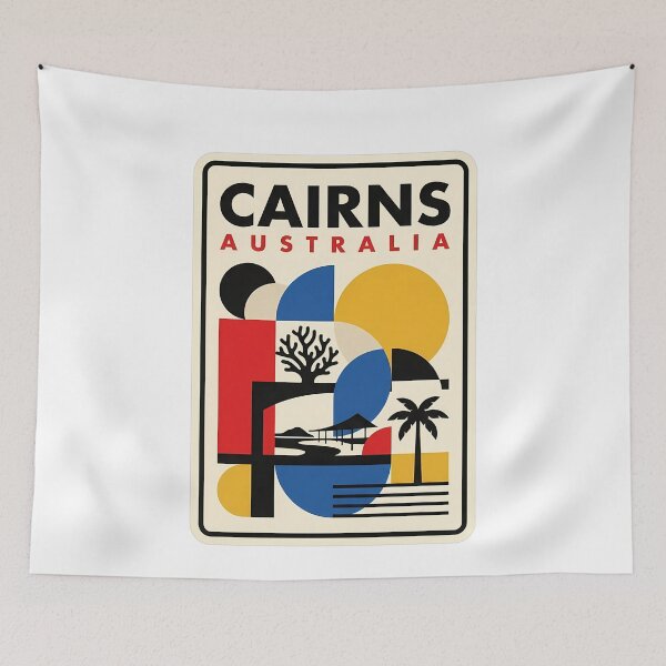 Item preview, Vintage Cairns Australia Tropical Geometric Scene designed and sold by k3rstman1.