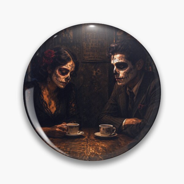 Item preview, Coffee and Pretend — Día de los Muertos Couple in Candlelight — Bukowski designed and sold by Contrast-Factory.