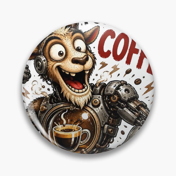 Item preview, ⁠Powered By Coffee Funny Robot Goat⁠ designed and sold by Easternpantry.