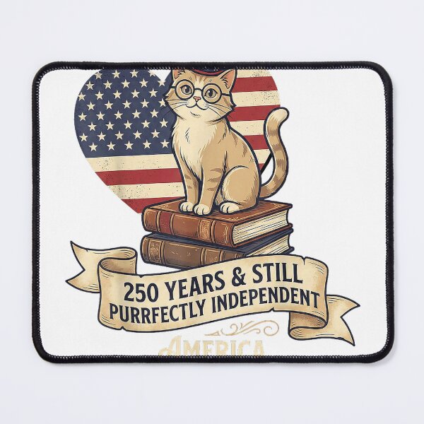 Item preview, 250 Anniversary USA Shirt Book Cute Cat 4th of July T-Shirt designed and sold by DArtfulStudio.