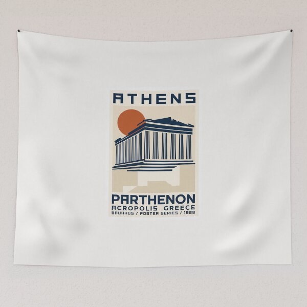 Item preview, Athens Greece Parthenon Bauhaus Minimalist Poster designed and sold by RetroRewind Studio.