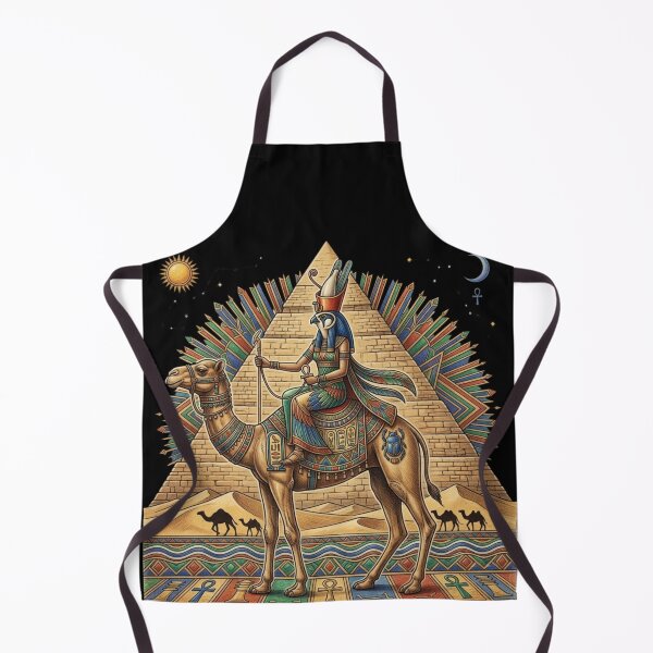 Item preview, Ancient Egyptian Falcon God on Camel | Pyramid Desert Mythology Art designed and sold by Queen Cleopatra.