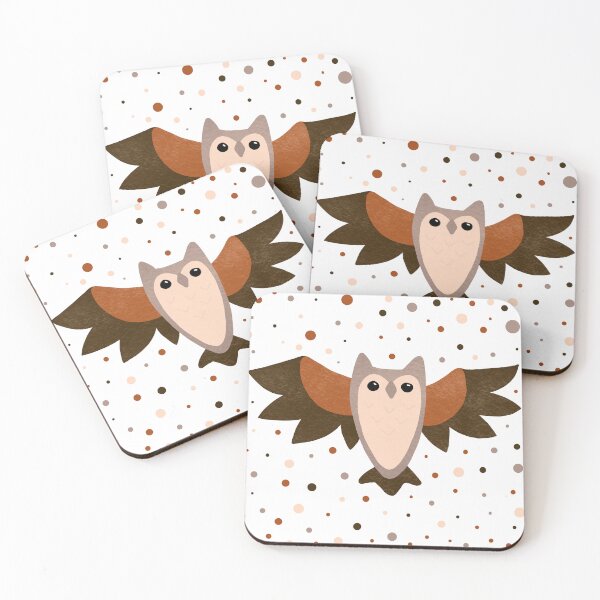 Item preview, Horned owl and dots designed and sold by Ana Gorozpe.