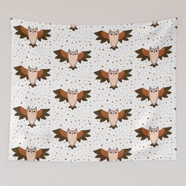 Item preview, Horned owl and dots designed and sold by Ana Gorozpe.