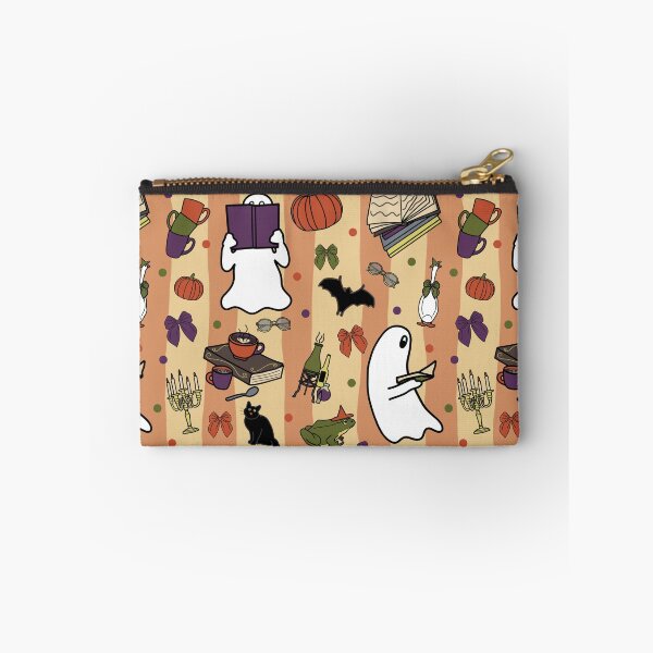 Item preview, Bookish Halloween Pattern with Ghosts Bows Pumpkins Cats and Frogs designed and sold by HaileesHollow.