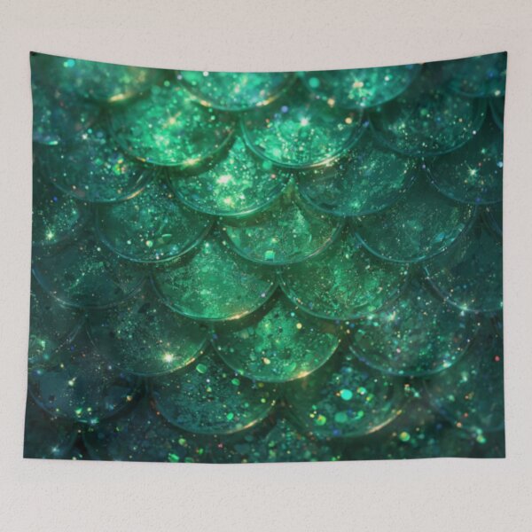 Item preview, Sparkly Green Mermaid Print designed and sold by SeaStarMermaids.