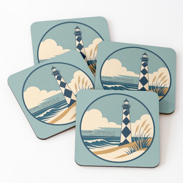 Item preview, Cape Lookout National Seashore Lighthouse Retro Travel Badge | North Carolina Coastal Art designed and sold by SimplyJasper.