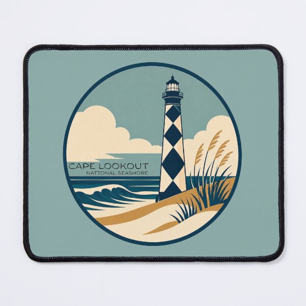 Item preview, Cape Lookout National Seashore Lighthouse Retro Travel Badge | North Carolina Coastal Art designed and sold by SimplyJasper.