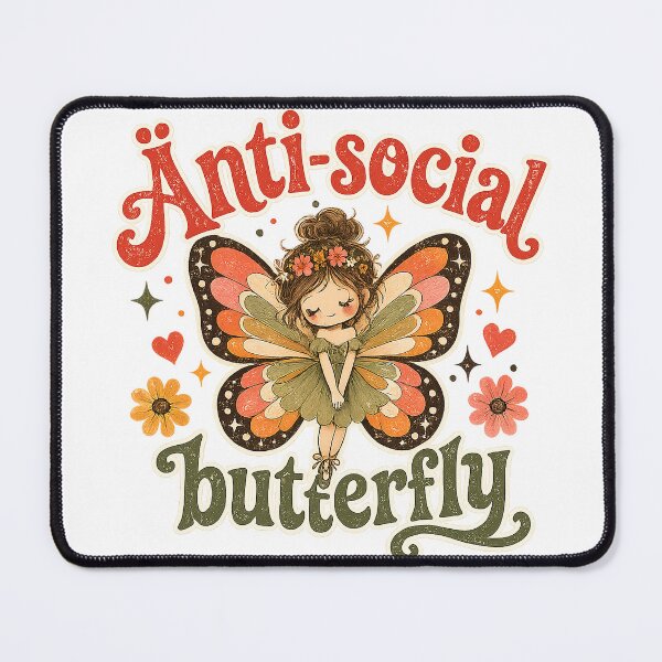 Item preview, Anti-social Butterfly designed and sold by TiredMamaArt.