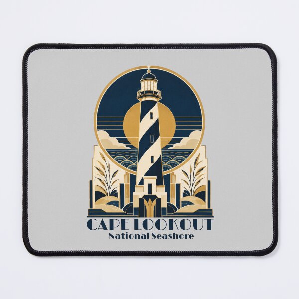 Item preview, Cape Lookout Lighthouse Art Deco Coastal Travel Poster | North Carolina National Seashore designed and sold by SimplyJasper.
