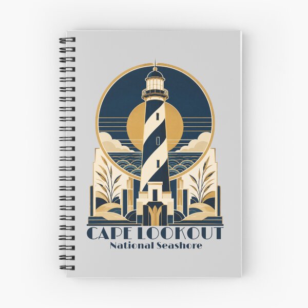 Item preview, Cape Lookout Lighthouse Art Deco Coastal Travel Poster | North Carolina National Seashore designed and sold by SimplyJasper.