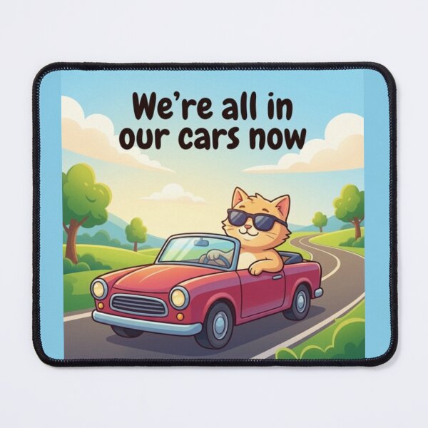 Item preview, Cool Cat Convertible Road Trip — We're All In Our Cars Now designed and sold by Yasmine Mohammed.