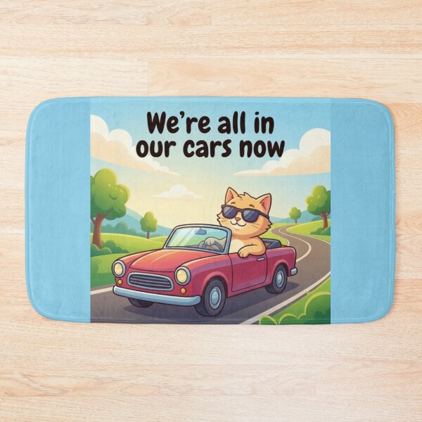 Item preview, Cool Cat Convertible Road Trip — We're All In Our Cars Now designed and sold by Yasmine Mohammed.