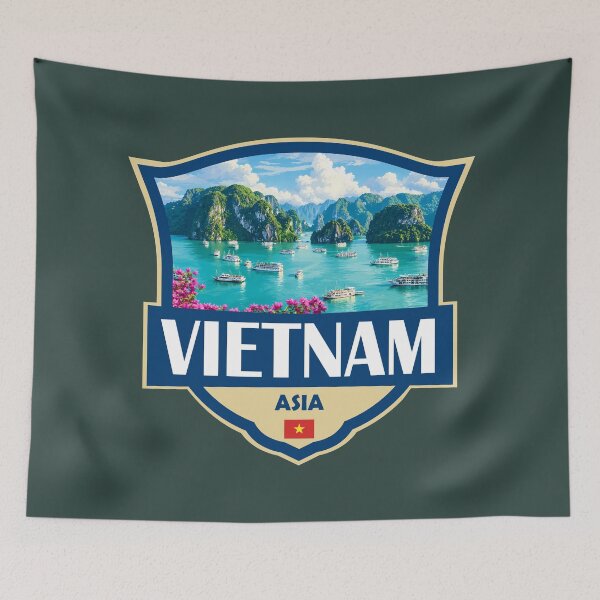 Item preview, Vietnam Illustration Retro Badge designed and sold by KrisSidDesigns.