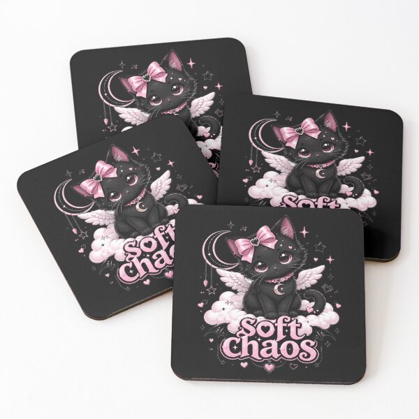 Item preview, Soft Chaos Black Cat Angel | Pastel Goth Coquette Kitty designed and sold by Dollette Heaven.