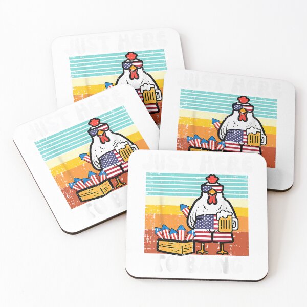 Item preview, 4th of July Chicken Fireworks Here to Bang Retro America Men T-Shirt designed and sold by ‘Nothing Scares Me’ Store.